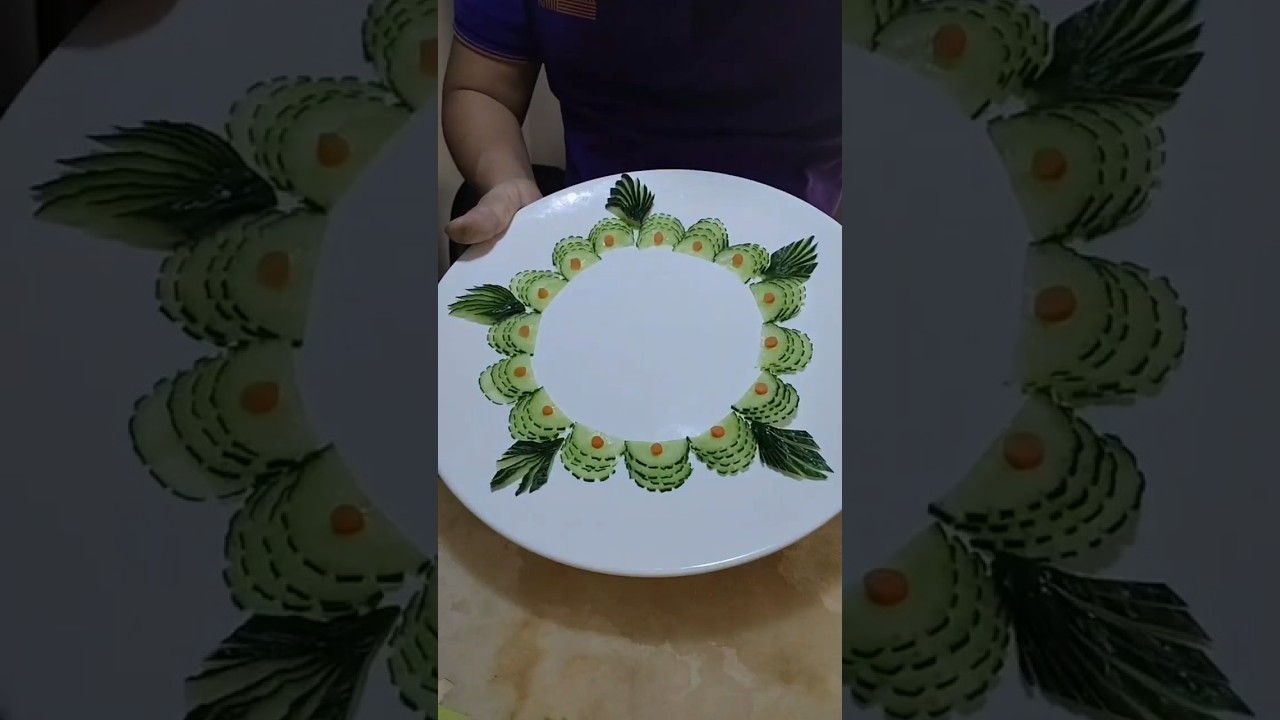 Beautiful Cucumber Plate Decoration Design Artistic Cucumber Carving Serving Plate