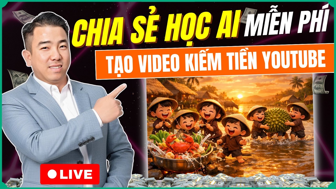 Livestream Chia Sẻ Học AI Free Tạo Video Kiếm Tiền YouTube Trong 2026!