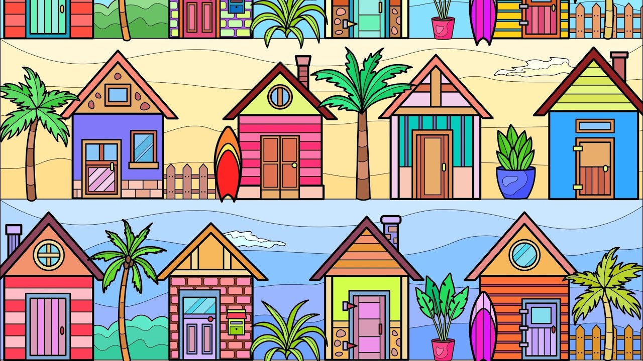 Tiny Summer Houses Collection #heycolor #paintbynumbers #onlinegame #coloring #relaxing #video