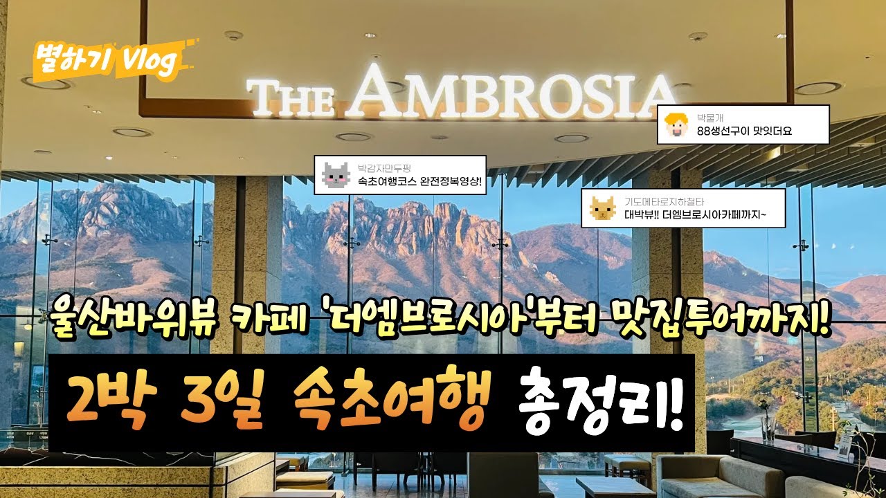 속초 가기 전 필독! 인스타 최고 인기 울산바위뷰 더엠브로시아 카페 & 맛집 코스 완벽 정리(feat. 소노캄델피노, 인피니티풀, 88생선구이, 키친오뮤, 하도문속초)