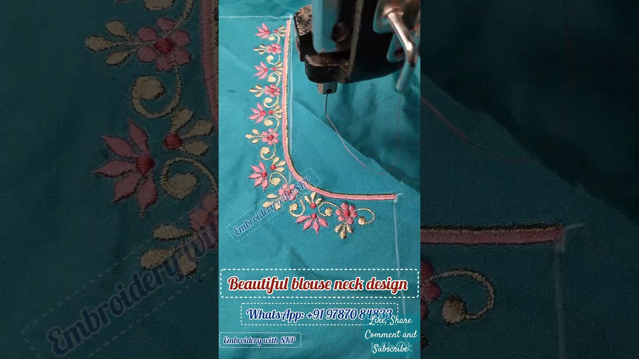beautiful machine embroidery blouse neck design #beautiful #machineembroidery #fashion #threadart