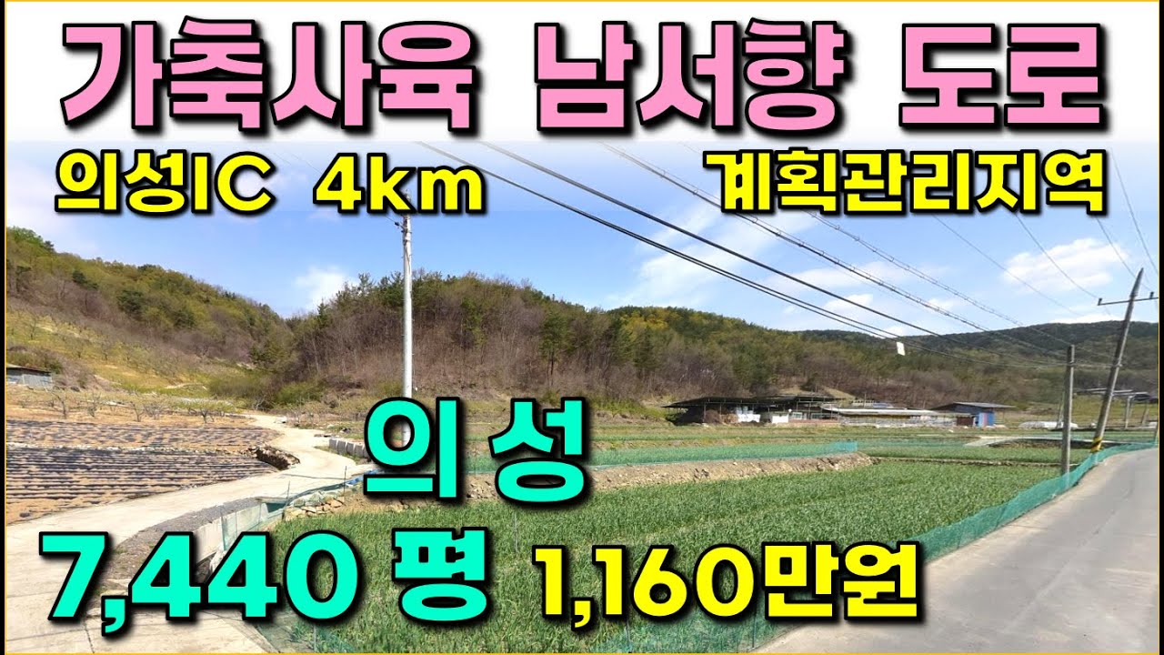 의성 . .7,440 평 / 가축 사육, 남서향, 도로, 전기 / 계획관리지역 / 군위가 더 가까운 곳