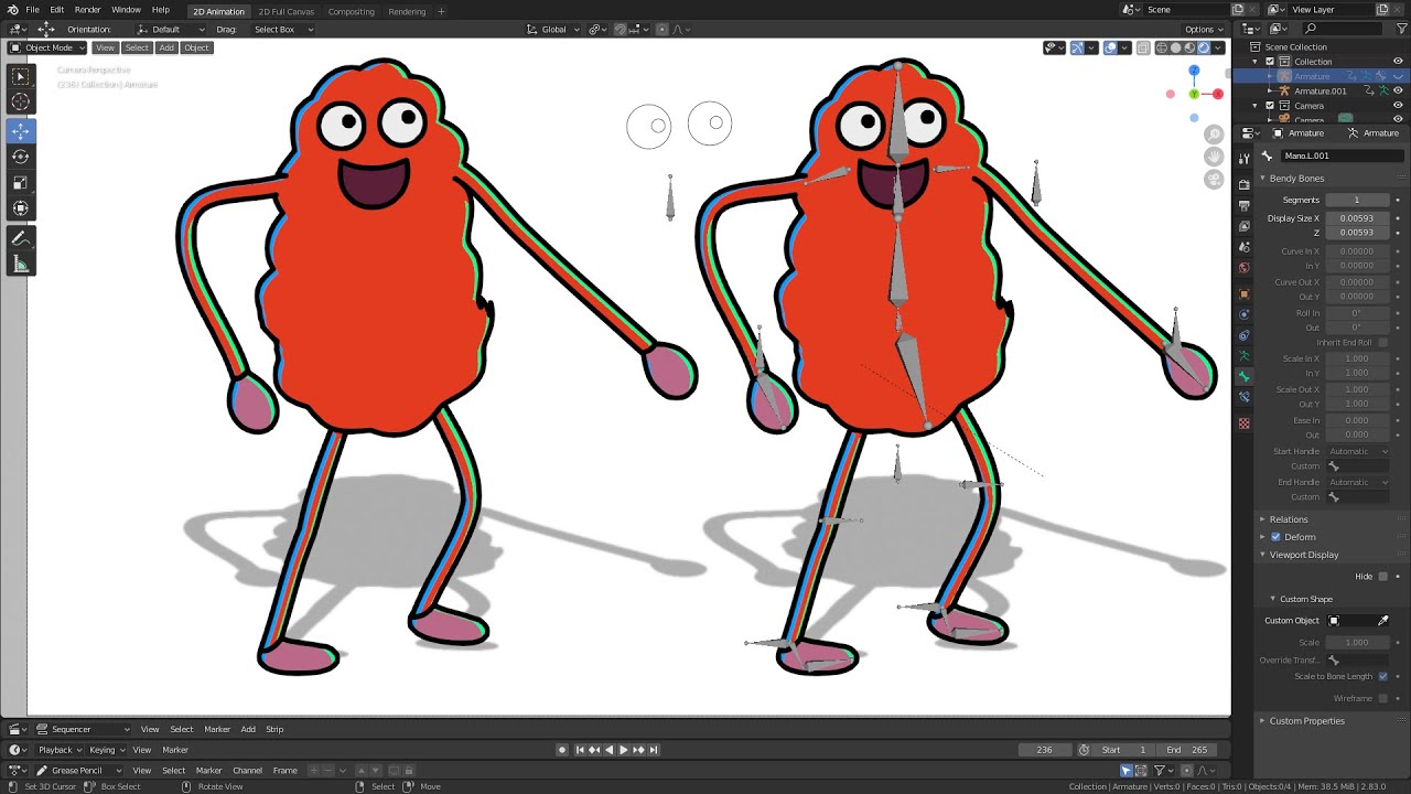 Rigging a Grease Pencil 2D, Blender 2.83 #1