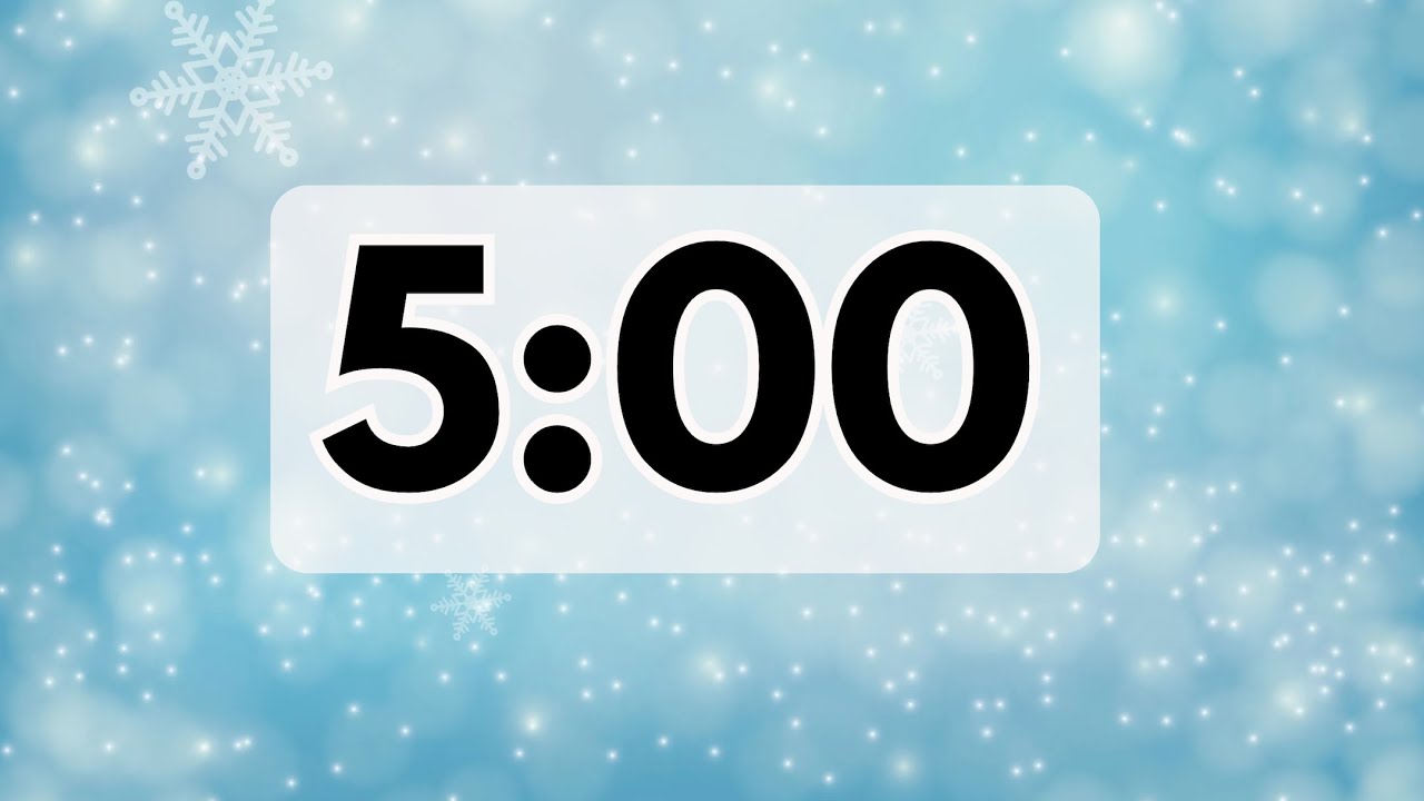 5 Minute Winter Countdown Timer with Bell, No Music