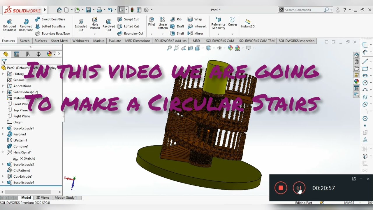 🔥Solidworks Training - How To make a Circular Stairs in Solidworks || Training for Beginner 1 🔥