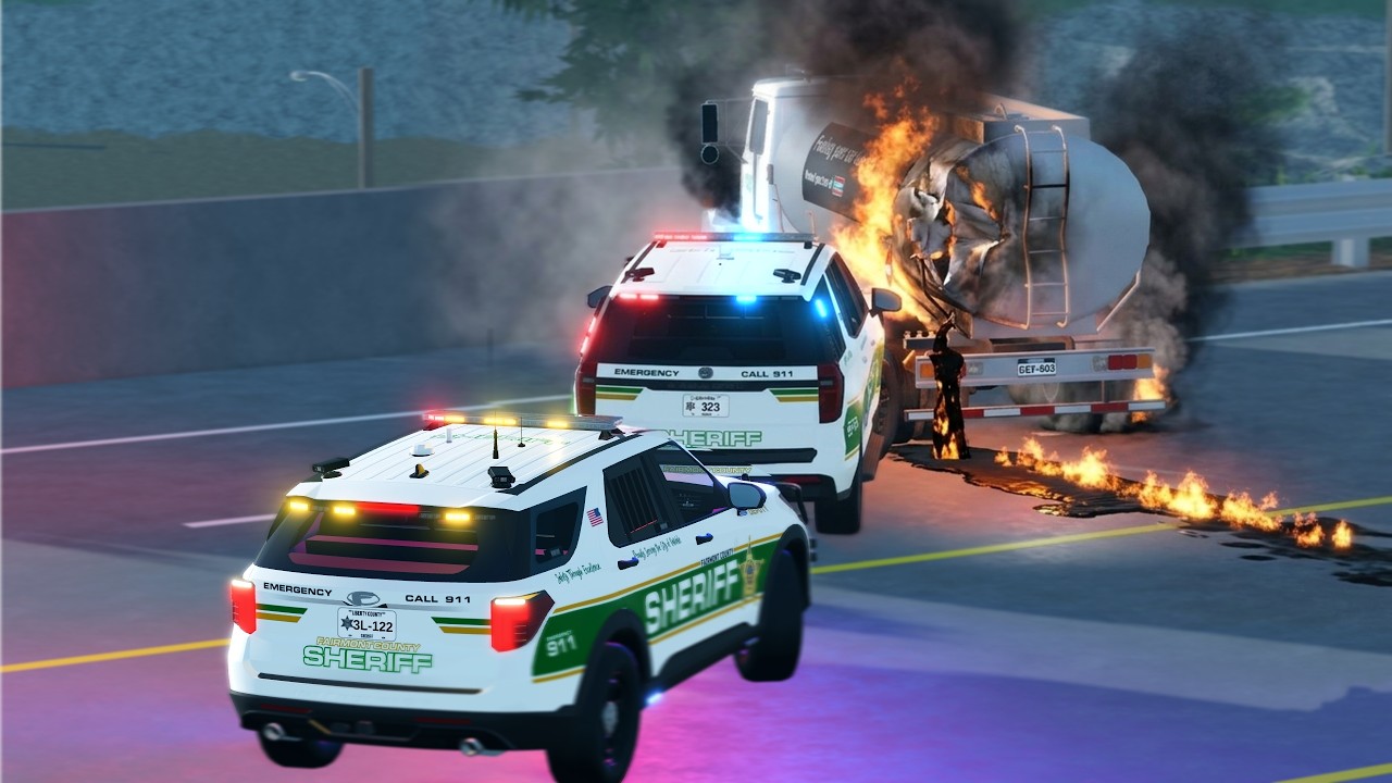 Stolen Fuel Tanker EXPLODES during Pursuit!
