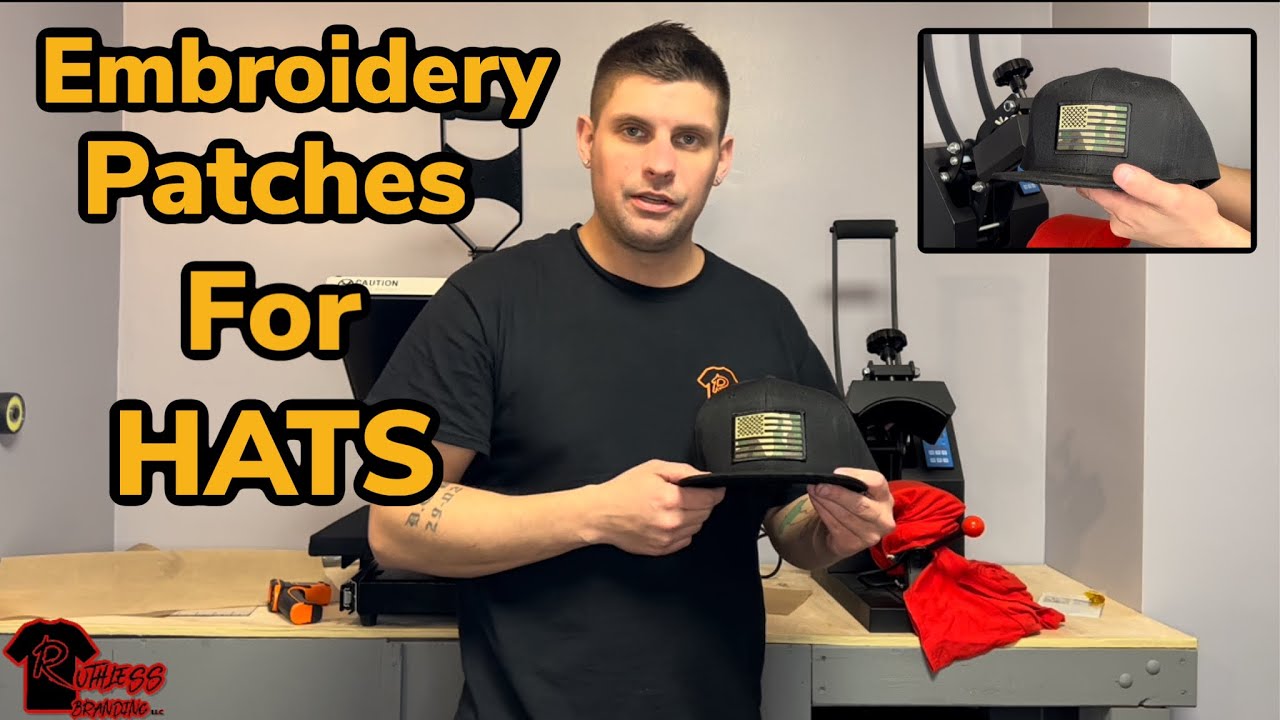Embroidery patches for hats ( iron on patches for hats ) iron on using a heat press