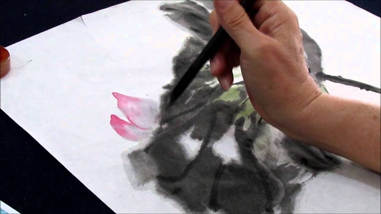 邱定夫老師教畫嶺南派沒骨荷花小品 -Professor Qiu Ding-Fu Demo the Chinese Painting of  Lotus
