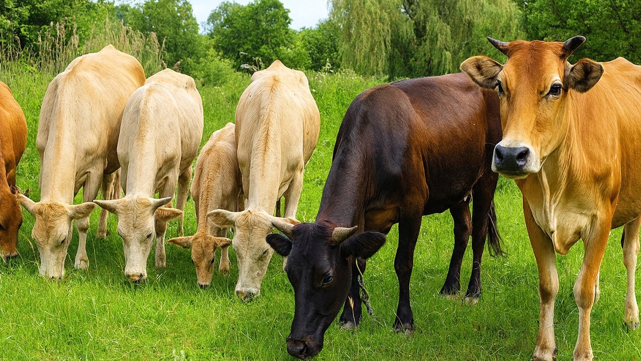Puluhan Sapi Lembu Jinak Berjalan Rapi Berlari gerombolan Di Jalan Krikil Sawah Menuju Kandang Moo