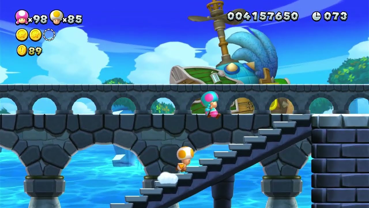 Super Mario Bros U Deluxe | Sparkling Waters - Larry's Torpedo Castle