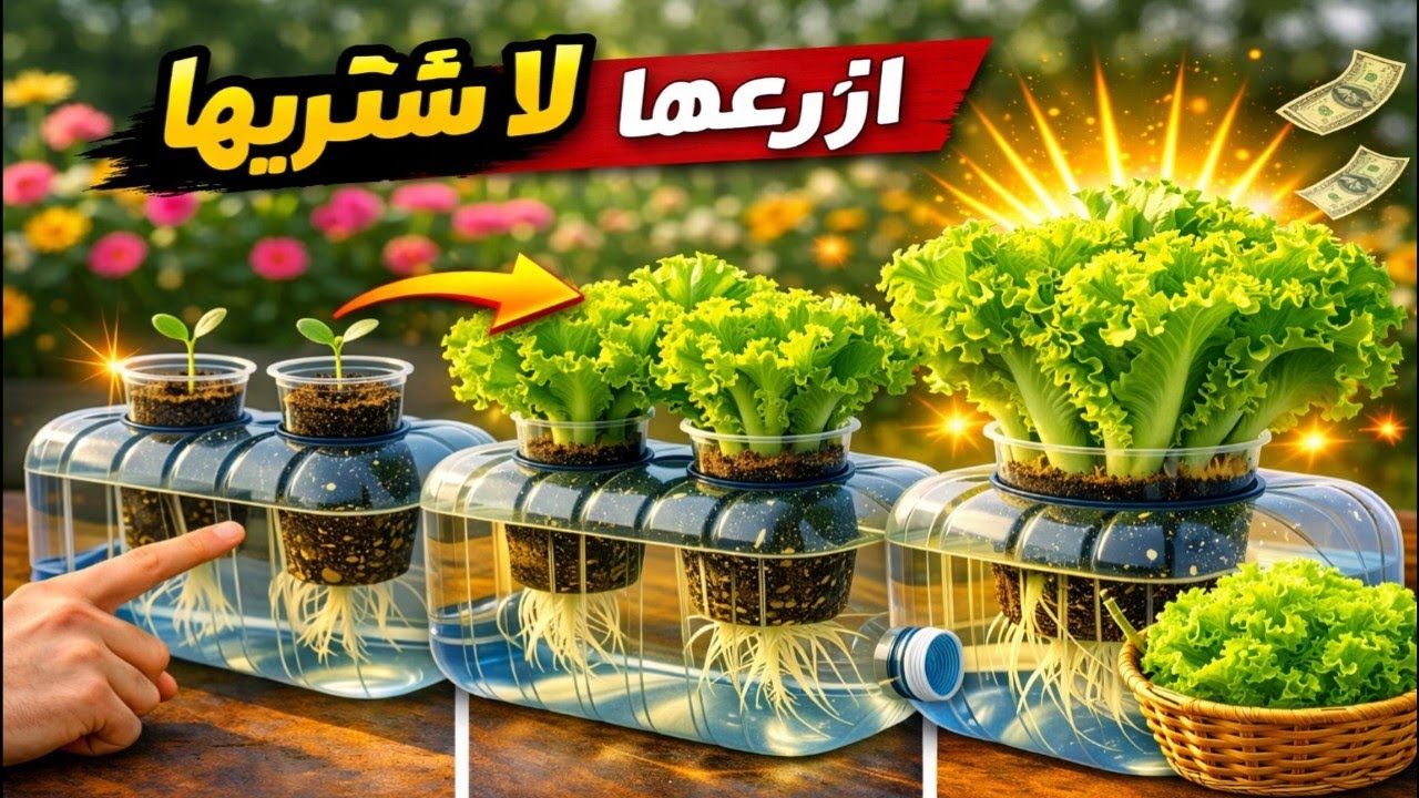 تحويل قنينة ماء إلي مزرعة خس 🥬💧 ناجحة ! النعناع والكرافس لن تشتريهم بعد اليوم ! 🌿 جولة في سطحي 🏡🥰