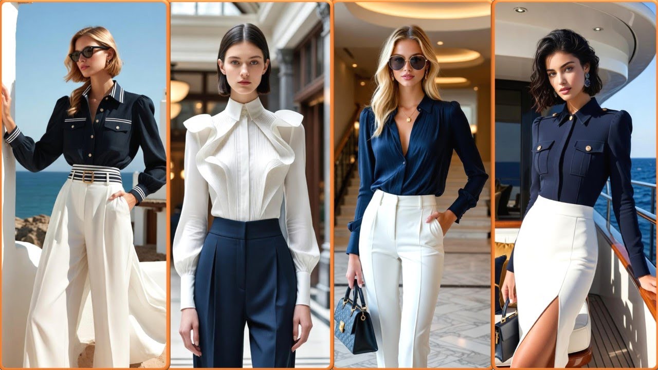 AZUL MARINO Y BLANCO EL NUEVO LENGUAJE FEMENINO PARA 2026 #blusas #moda #fashiontrends #fashion