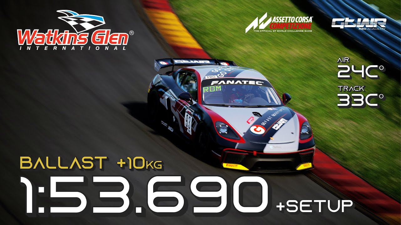 Watkins Glen Hotlap | 1:53.690 | Porsche 718 Cayman GT4 | Assetto Corsa Competizione v1.8.19 | PC