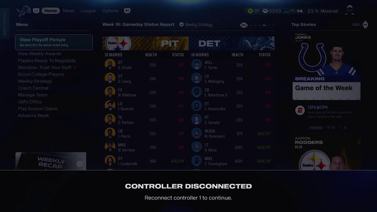 Madden 26 Headcoach Dynasty DETROIT LIONS Year 1