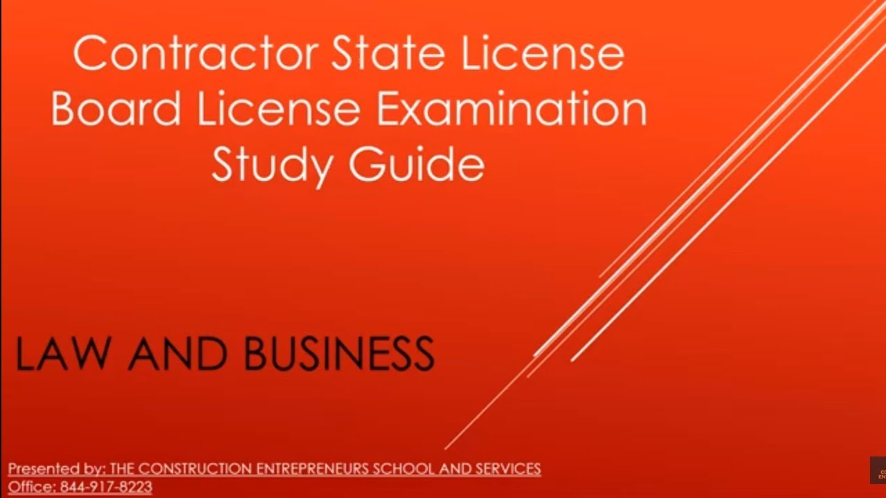 Law and Business Examination Study Guide - Construction Entrepreneurs