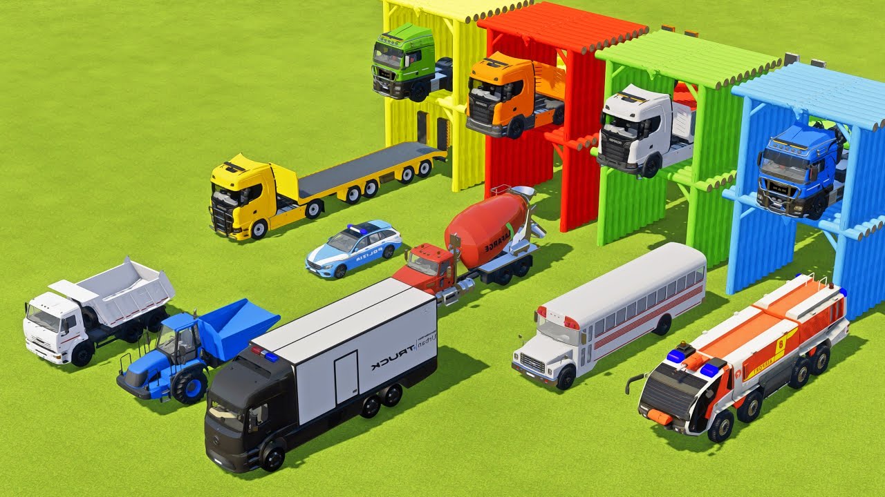 TRANSPORTING TANK TRUCK, AMBULANCE, MIXER CEMENT TRUCK, BOX TRUCK, SCANIA BUS -  FS22