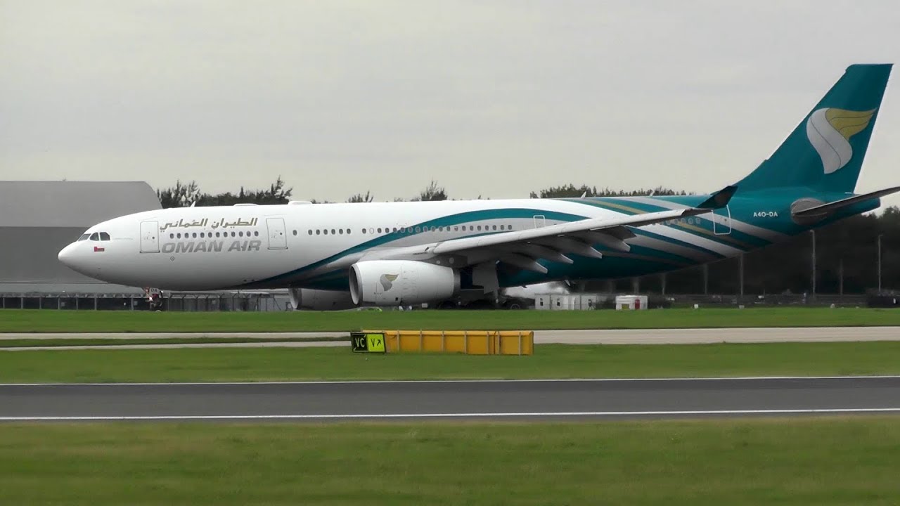 Oman Air Airbus A330-200 A40-DA Landing at Manchester Airport
