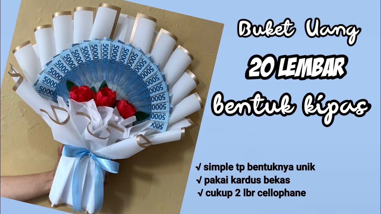 Buket uang 20 lembar bentuk kipas cocok untuk hadiah hari guru atau hari ibu