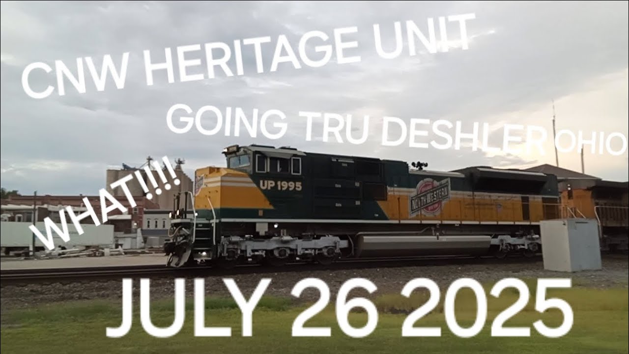 CNW HERITAGE UNIT GOING THRU DESHLER OHIO JULY 26 2025