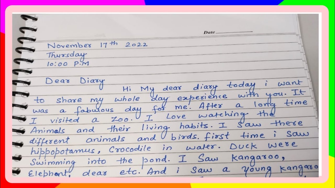 Diary Entry ! write a diary entry sharing experience about visit of zoo ! How to write diary entry