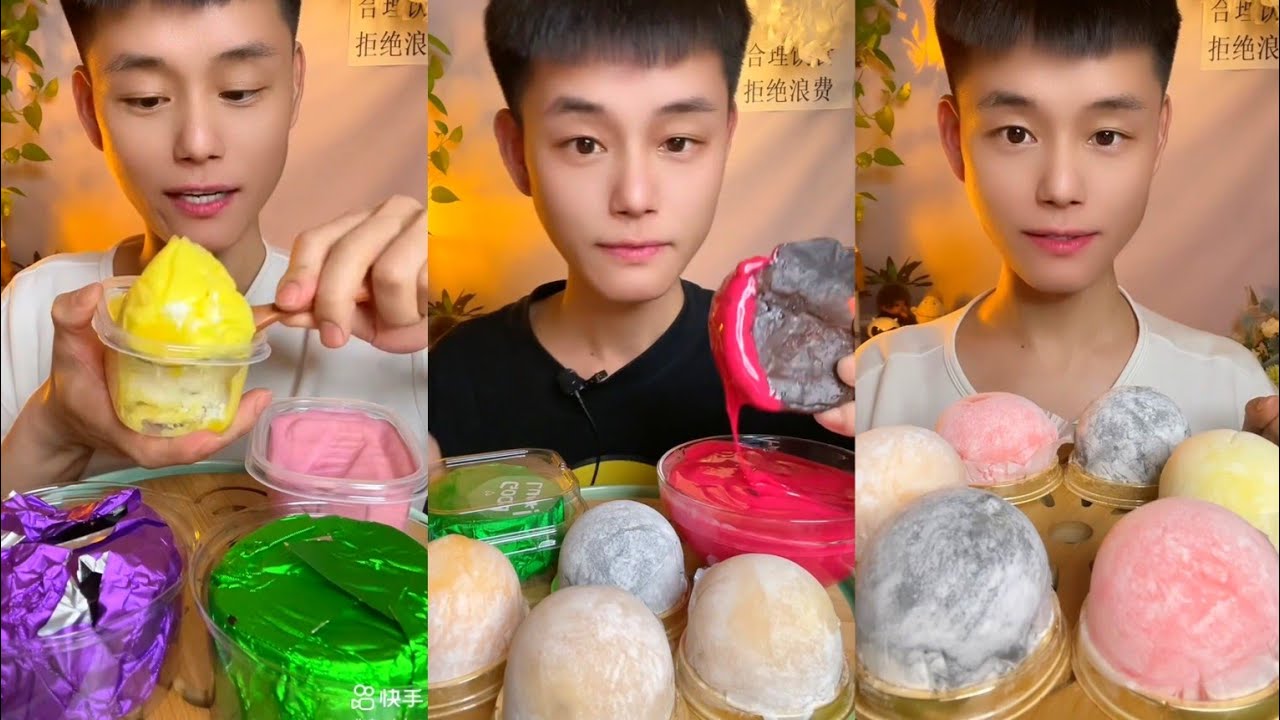 ASMR Creamy Crepe Roll Cake, Mochi Chinese Eating🍡🎀MUKBANG 크림케이크#cake#mukbang#crepe#asmr#fypシ #crepe