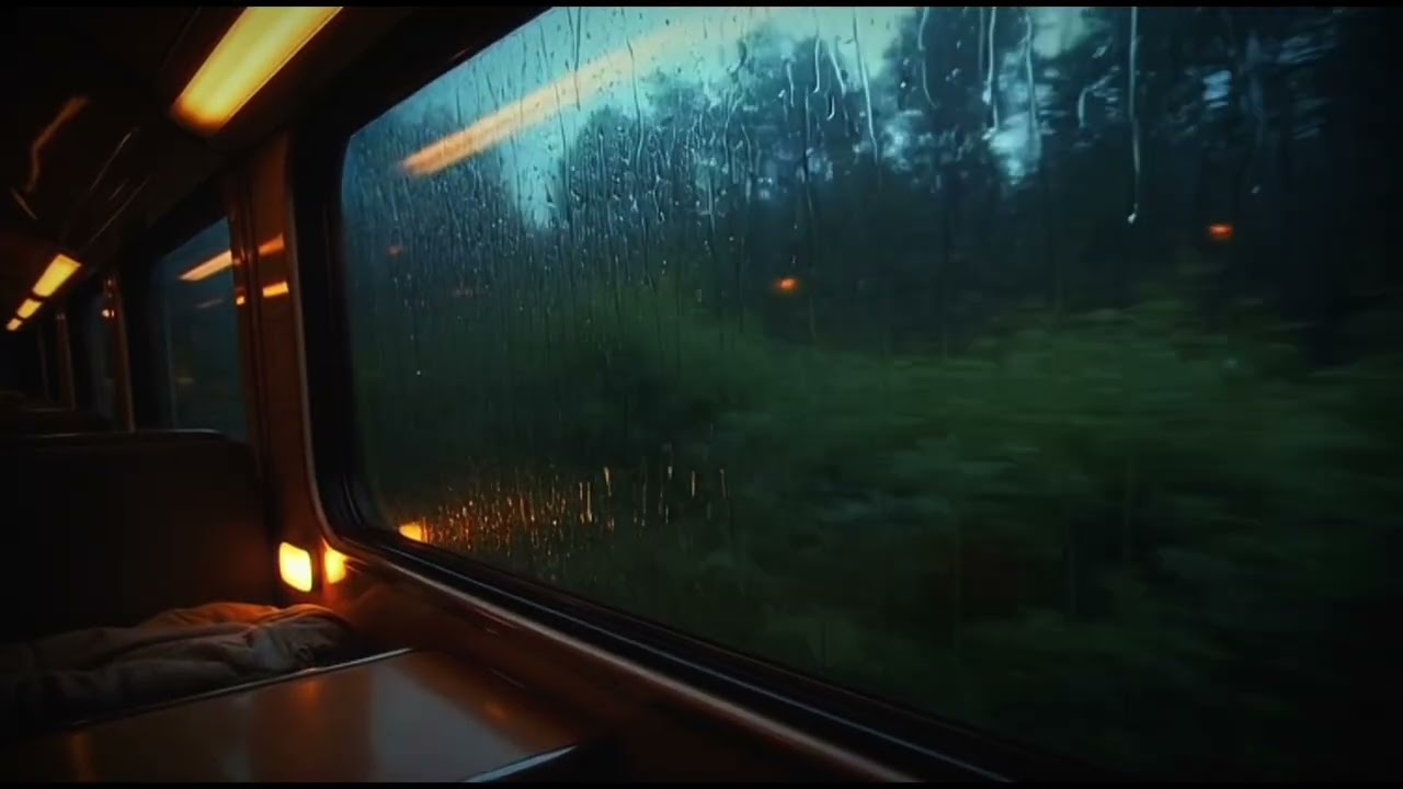 Cozy Train Rain 🌧️ Window View for Deep Sleep & Relaxation