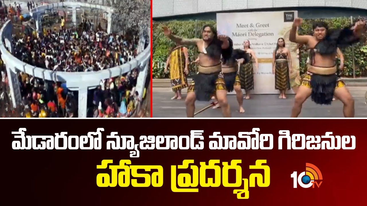 మేడారంలో న్యూజిలాండ్ మావోరి గిరిజనుల హాకా ప్రదర్శన | New Zealand Haka Performance in Medaram | 10TV