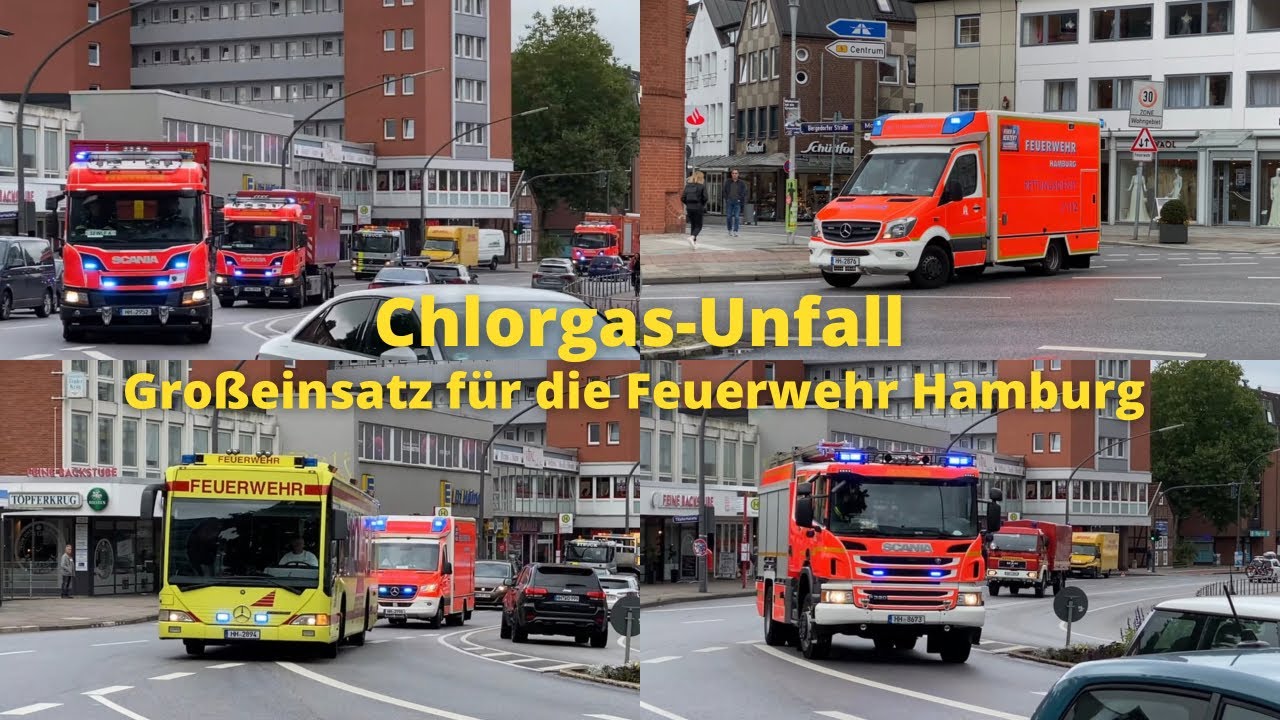 [Chlorgas-Unfall in Schwimmbad] Großeinsatz für die Feuerwehr Hamburg in Bergedorf