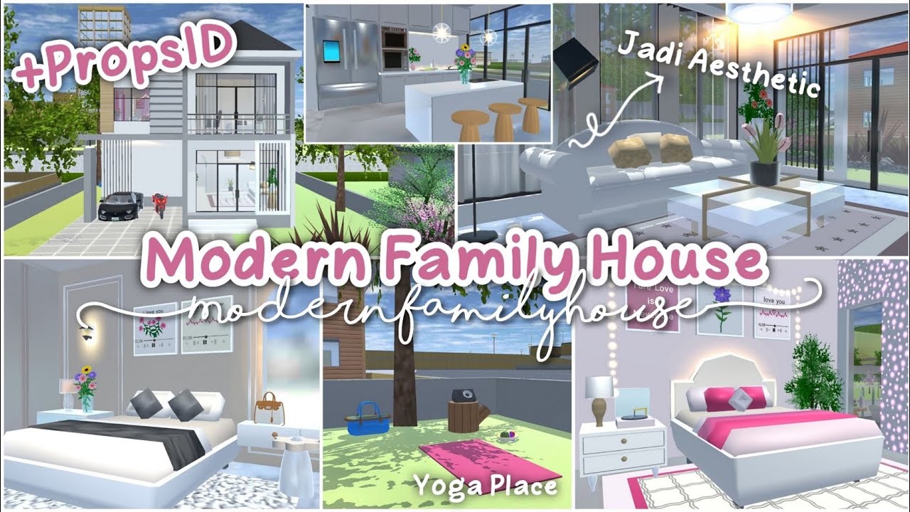 Modern Family House + PropsID Jadi Aesthetic ✨🌸 : Sakura School Simulator 