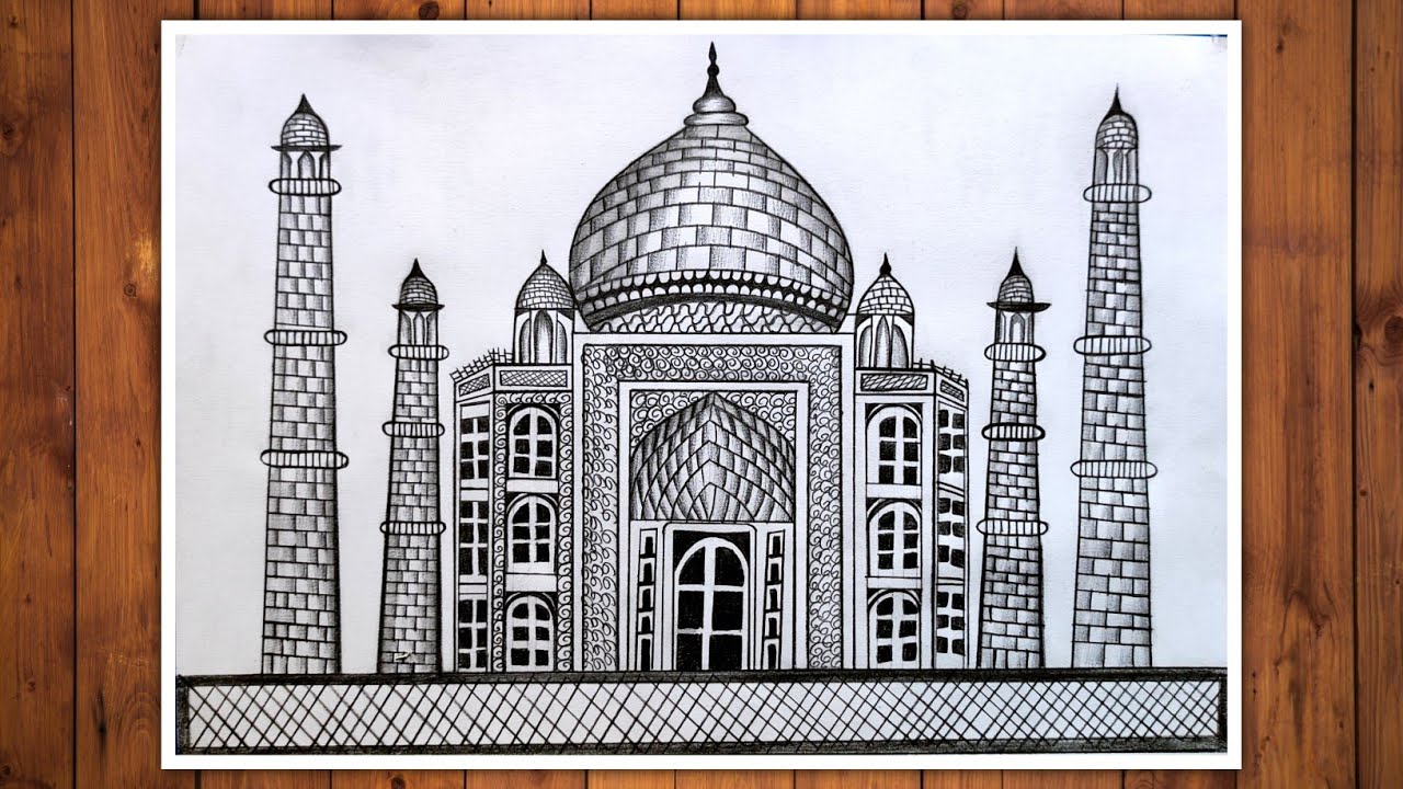 How To Draw Taj Mahal | Step By Step | Taj Mahal Drawing Easy | Pencil Drawing | Easy Drawing
