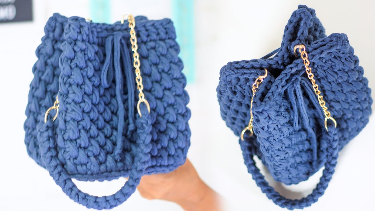 Bolsa saco de crochê - Fio de malha