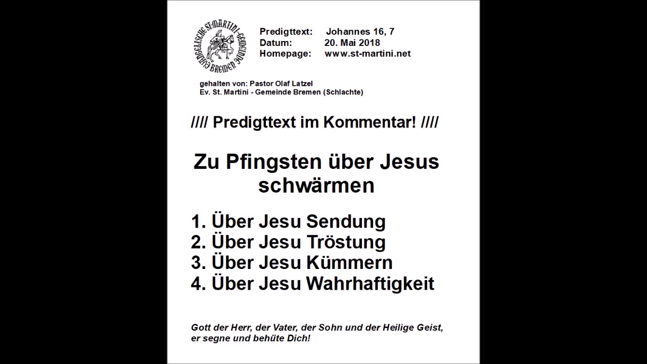 20.05.2018 (Pfingsten) - Zu Pfingsten über Jesus schwärmen