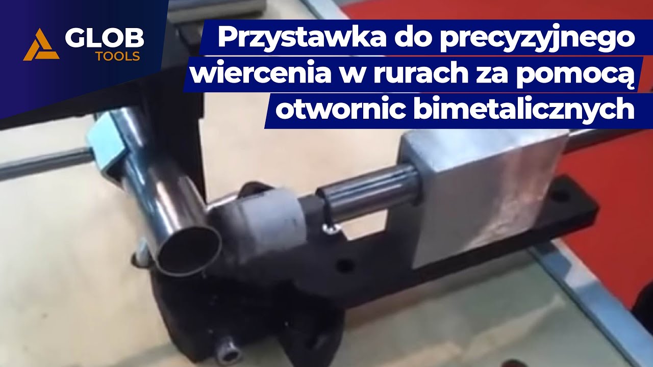 Przystawka do precyzyjnego wiercenia w rurach za pomocą otwornic bimetalicznych