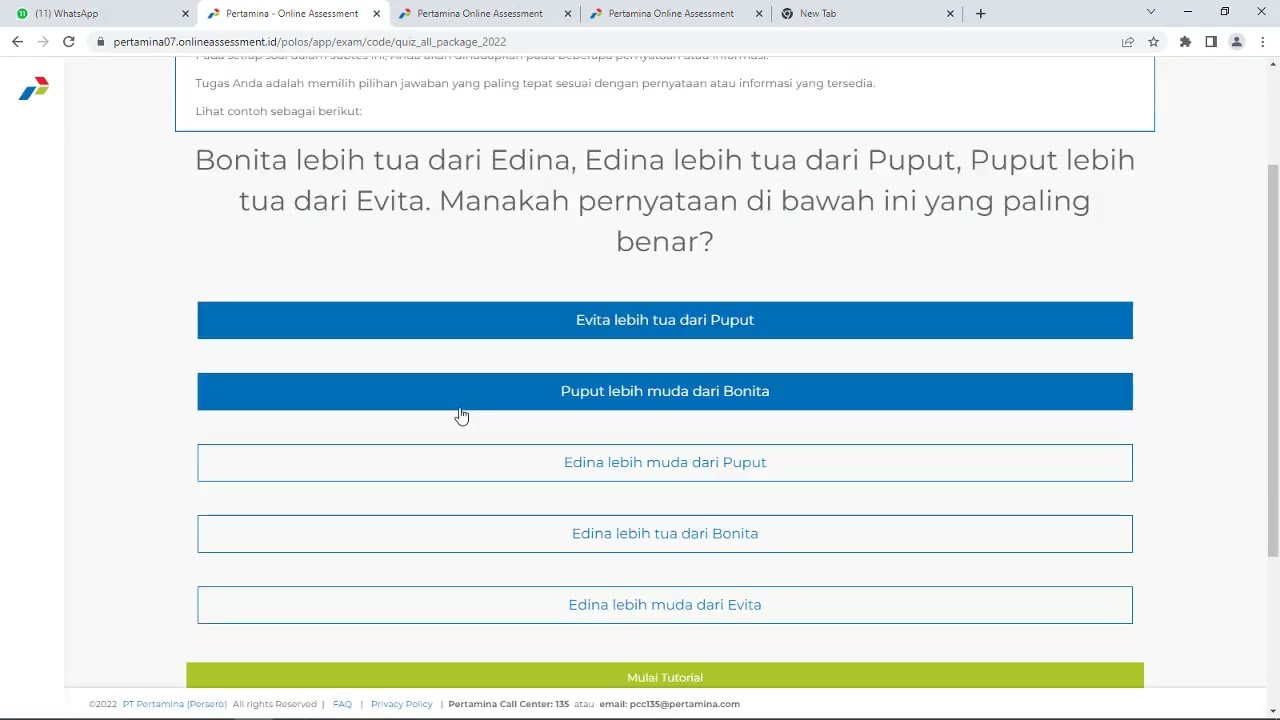tes online pertamina