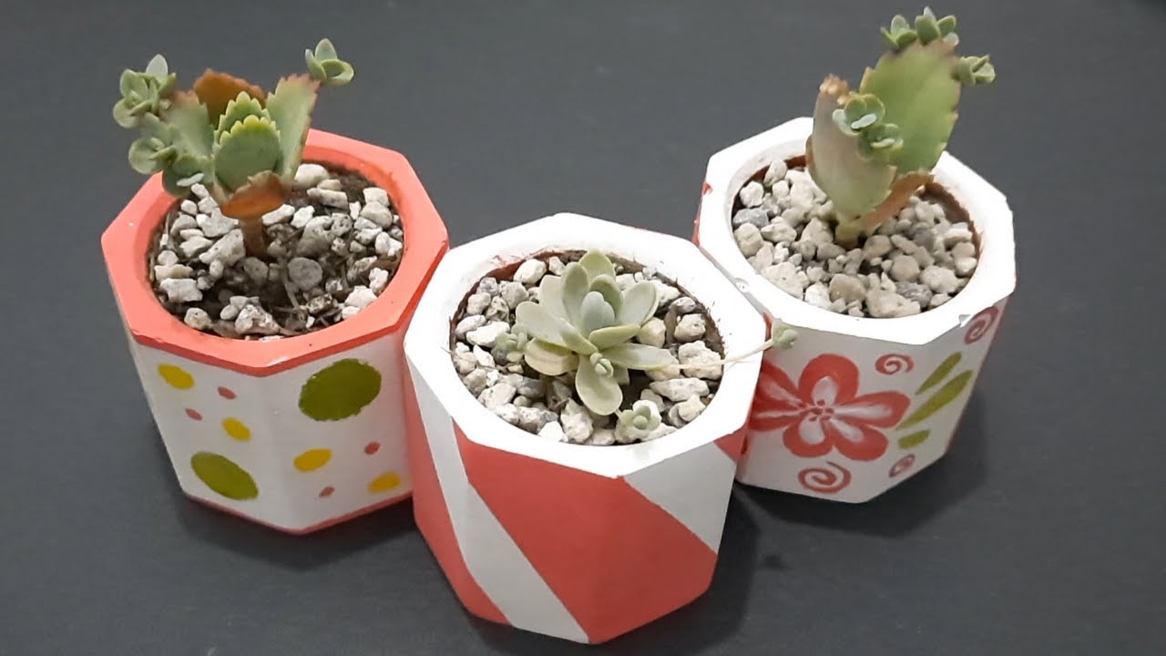 Macetas de cemento blanco - Fácil y económicas. Cement pot