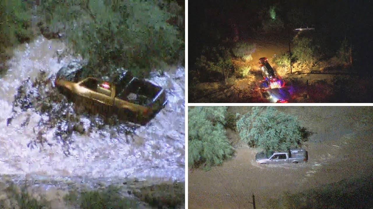 Truck swept away in flooded Cave Creek wash