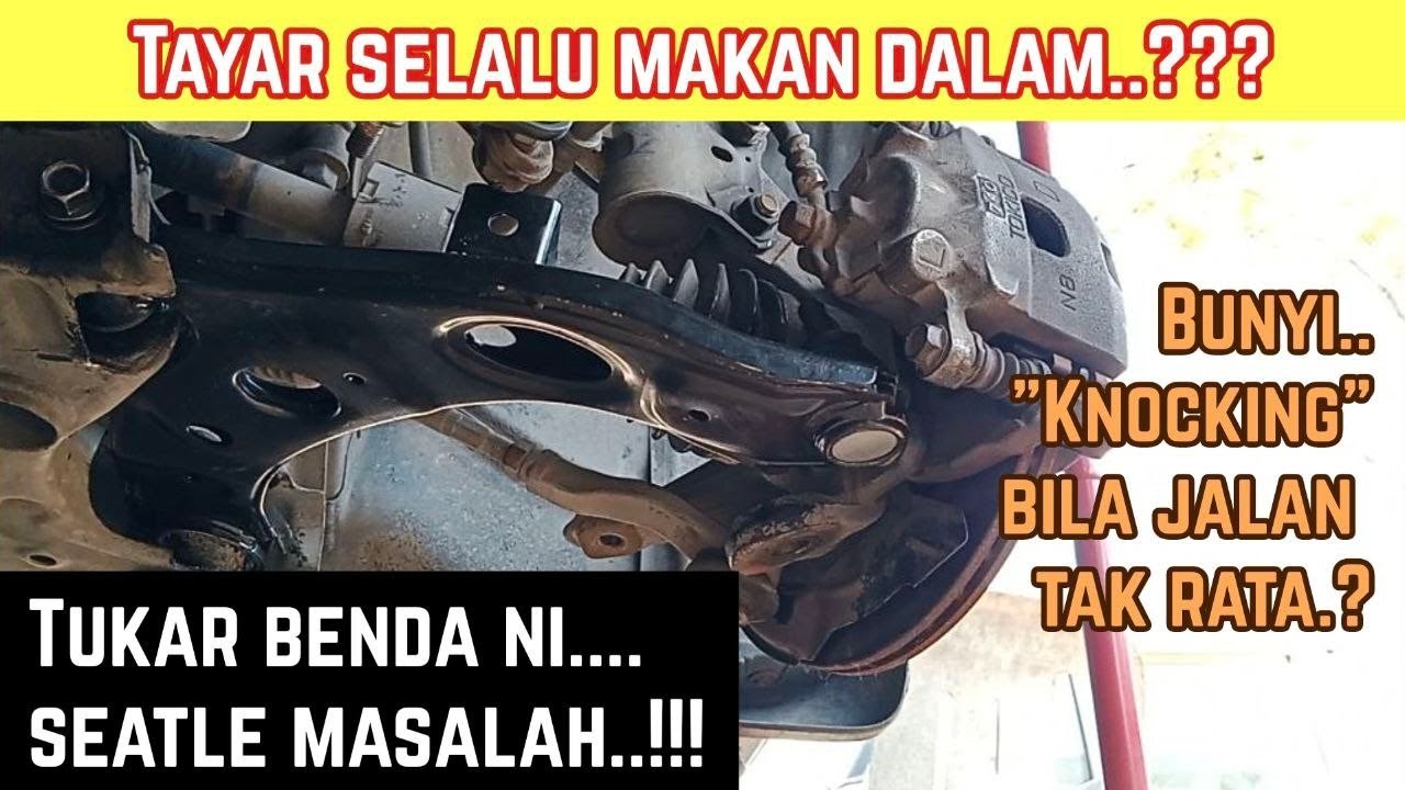 Cara tukar lower arm Produa Myvi.Bunyi bila langgar lubang/jalan tak rata.Lower arm replacement..