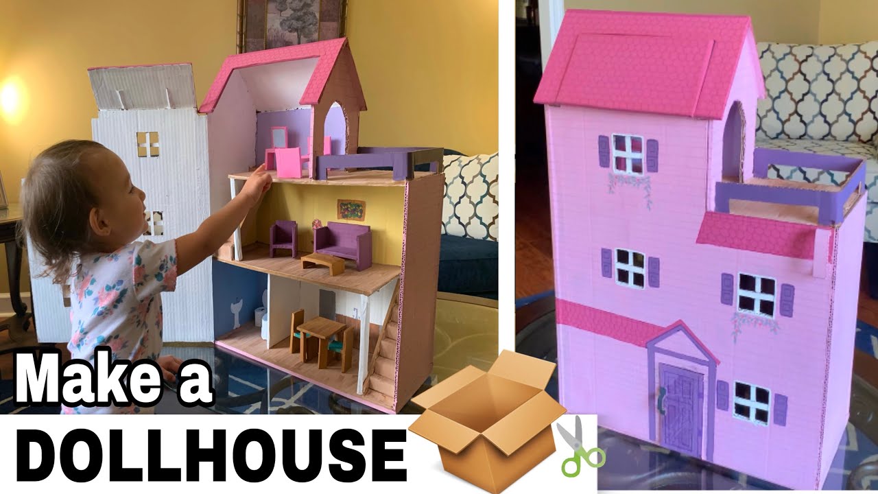 DIY dollhouse and furniture out of cardboard