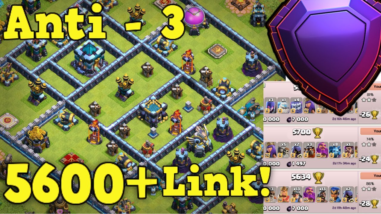 *Excellent* High Legend League Push Base | 5600+ Anti 3 Star Design With Link!