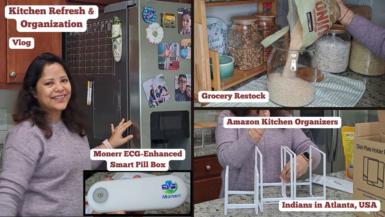 Kitchen Refresh & Organization Vlog | Mini Amazon Haul | Monerr ECG Enhanced Smart Pill Box | Haul