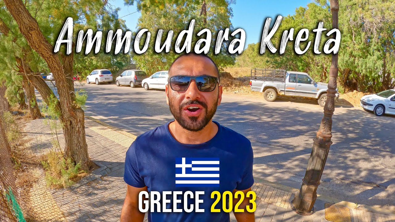Amoudara Crete, walking tour 4k, also a little bit of the beach, Kreta, Greece 2023
