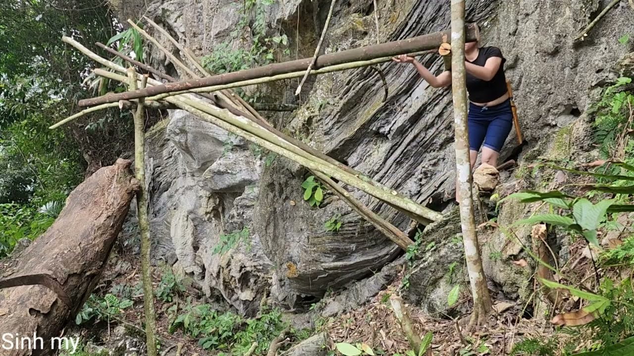I built a shelter on a sheer cliff 1500m high in an unbelievable 30 days. Survival, bushcraft