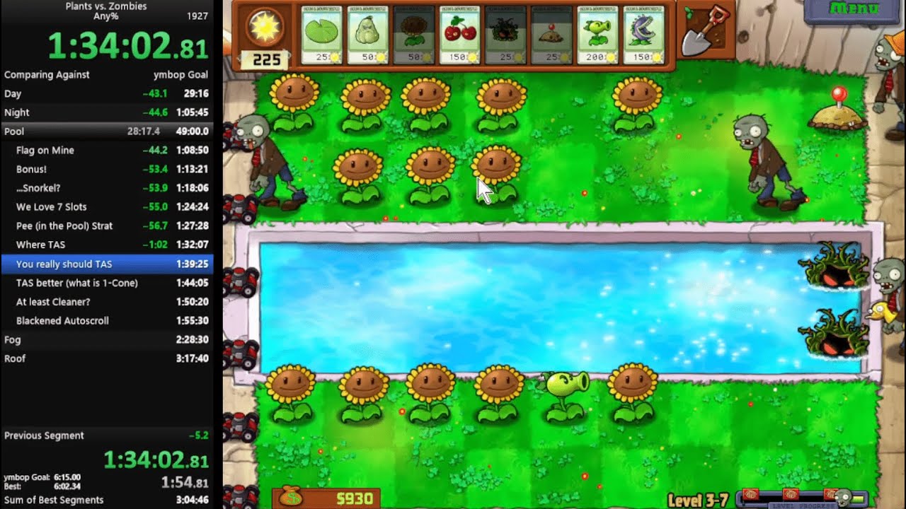 Plants Vs. Zombies Walkthrough, but it's a Speedrun in 3:16:49