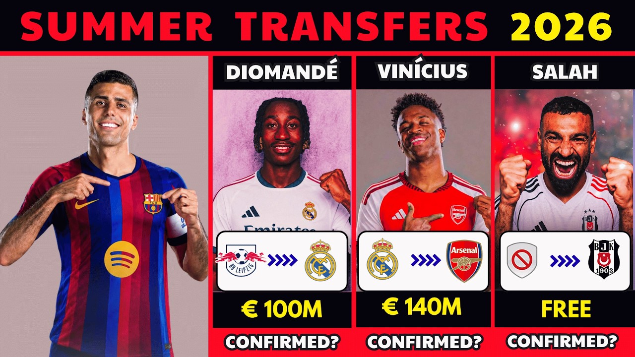🚨 Latest Confirmed Transfers Summer 2026 🔥Transfer News Today |Rodri, Yan Diomand&eacute;, Vin&iacute;cius & More