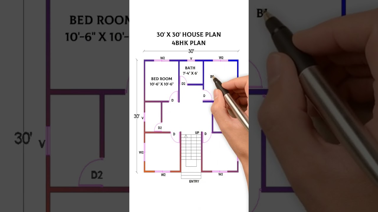 30x30 house plan| 4bhk plan #houseplan #housedesign #shorts