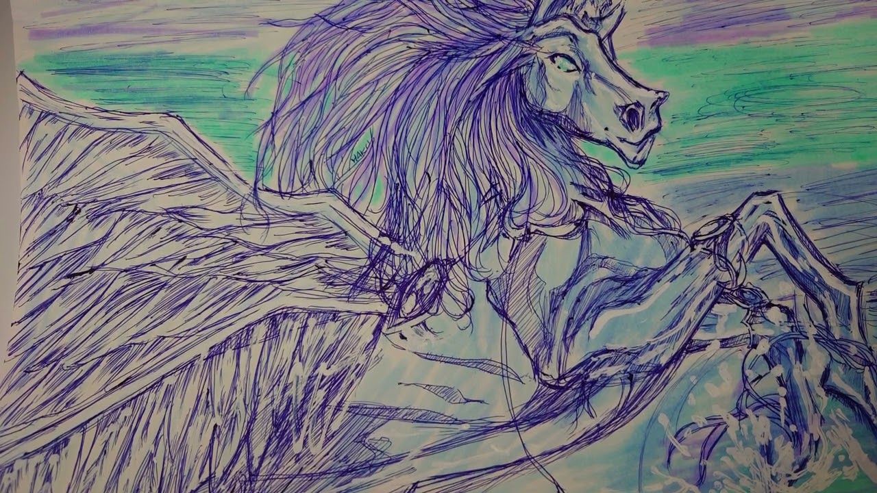 蒼い月のペガサスと城ーPegasus under the Blue Moonー