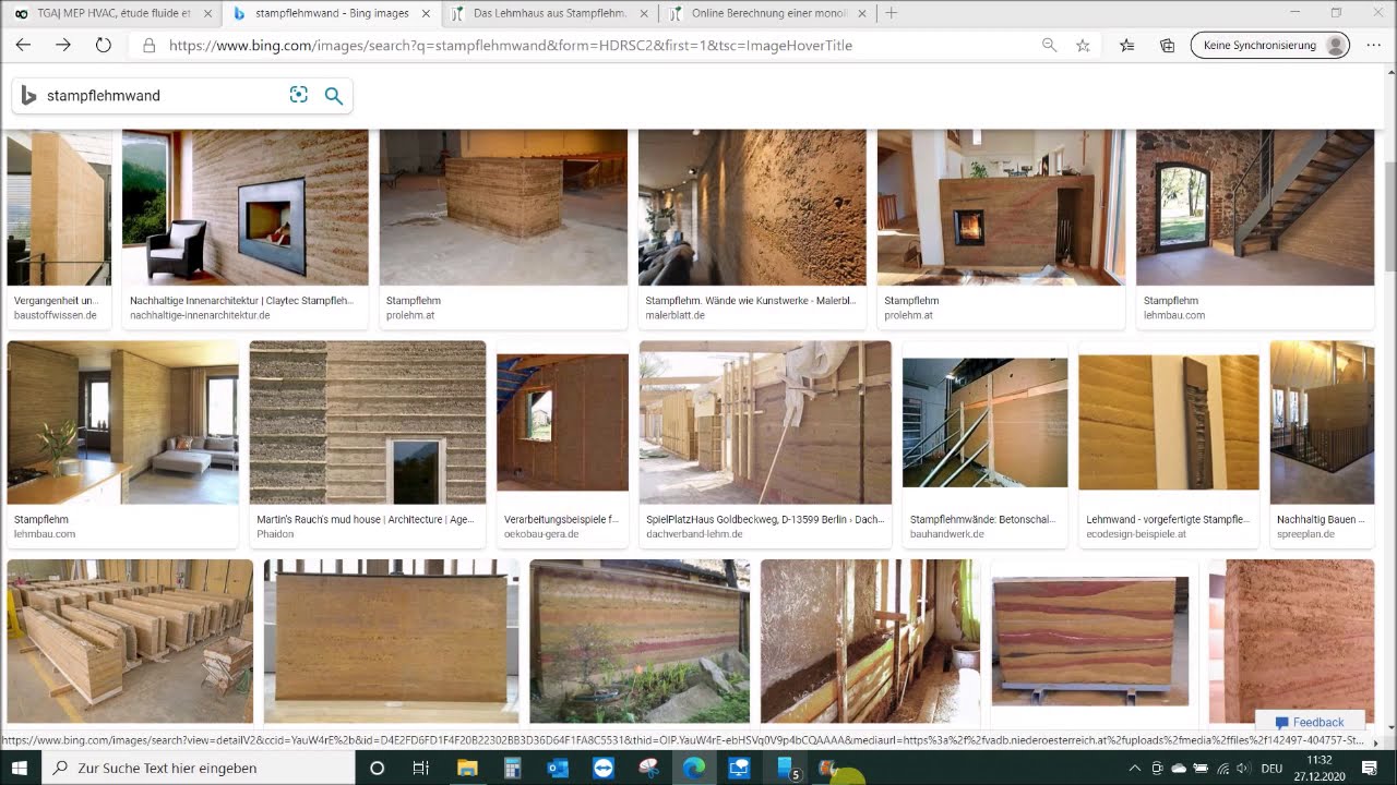 nachhaltiges Bauen Stampflehmwand, Strohbau, Bims Planstein Herstellenergie