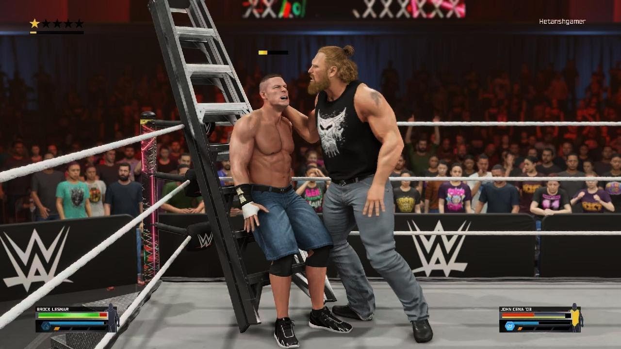 WWE2K25 Brock lesner in TLC match for money in the bank with john cena