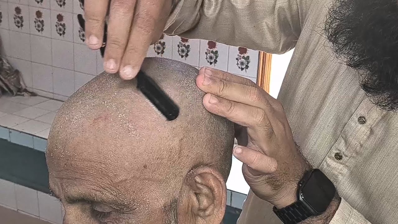 ASMR dandruff remove head shave tutorial zaibi barber shop 2026