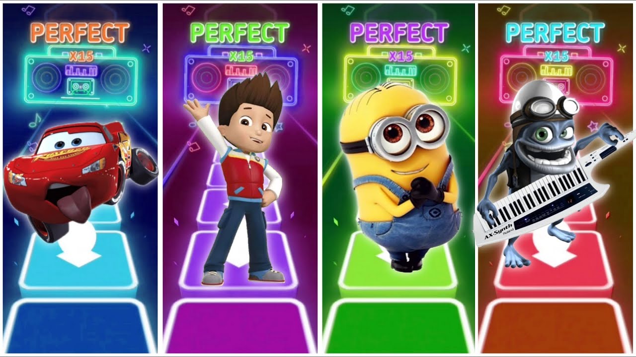 McQueen vs Ryder vs Minions vs Crazy frog in Tiles Hop Game play EDM Rush Game play🎶